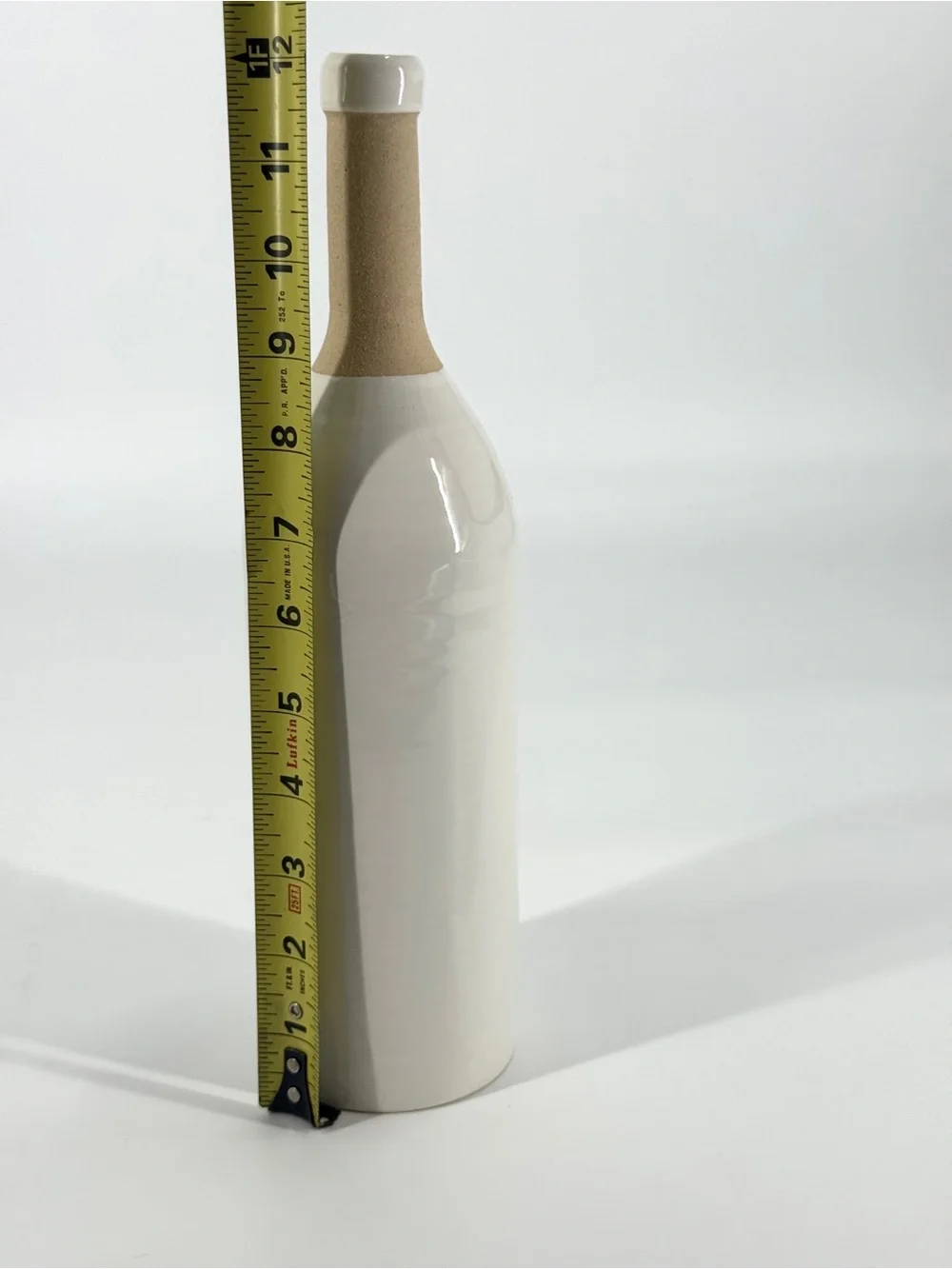 MUD PIE 12” WHITE STONEWARE BOTTLE VASE